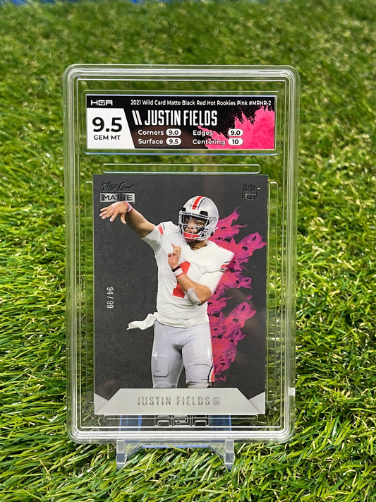 2021 Justin Fields Wild Card Matte Black Red Hot Rookies Pink #βd /99 JETS