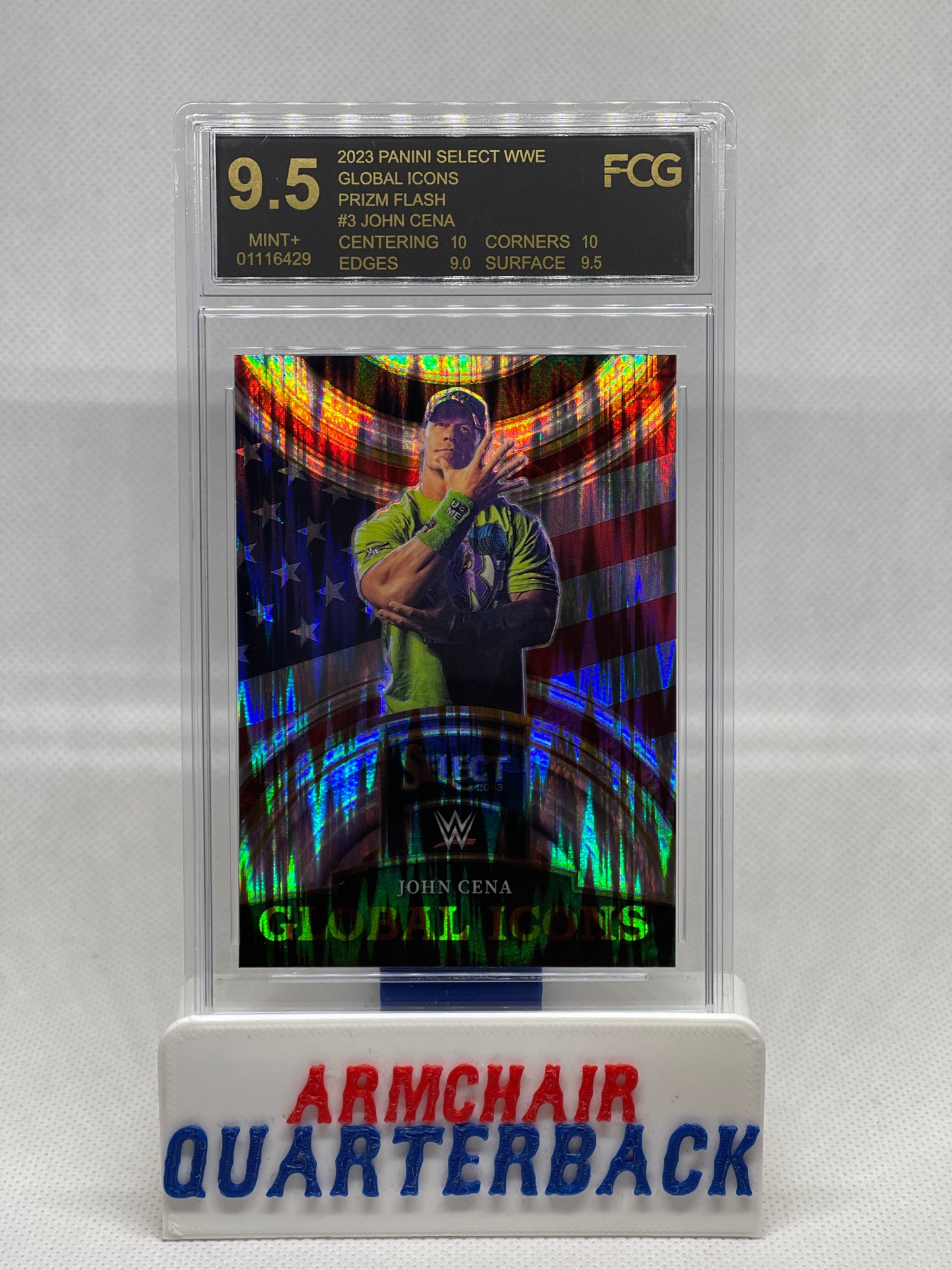 2022 PANINI SELECT WWE GLOBAL ICONS PRIZM FLASH #3 JOHN CENA MINT GRADED 9.5
