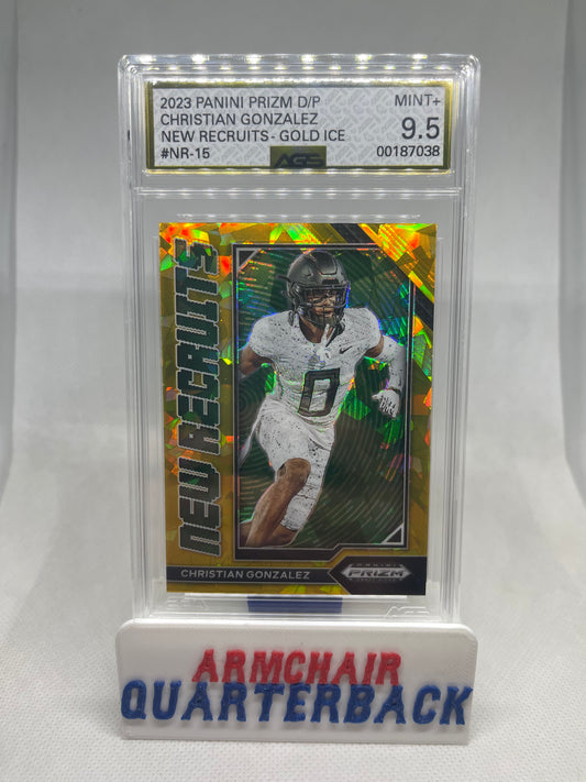 2023 Panini Prizm New Recruits Gold Cracked Ice Christian Gonzalez GRADED 9.5