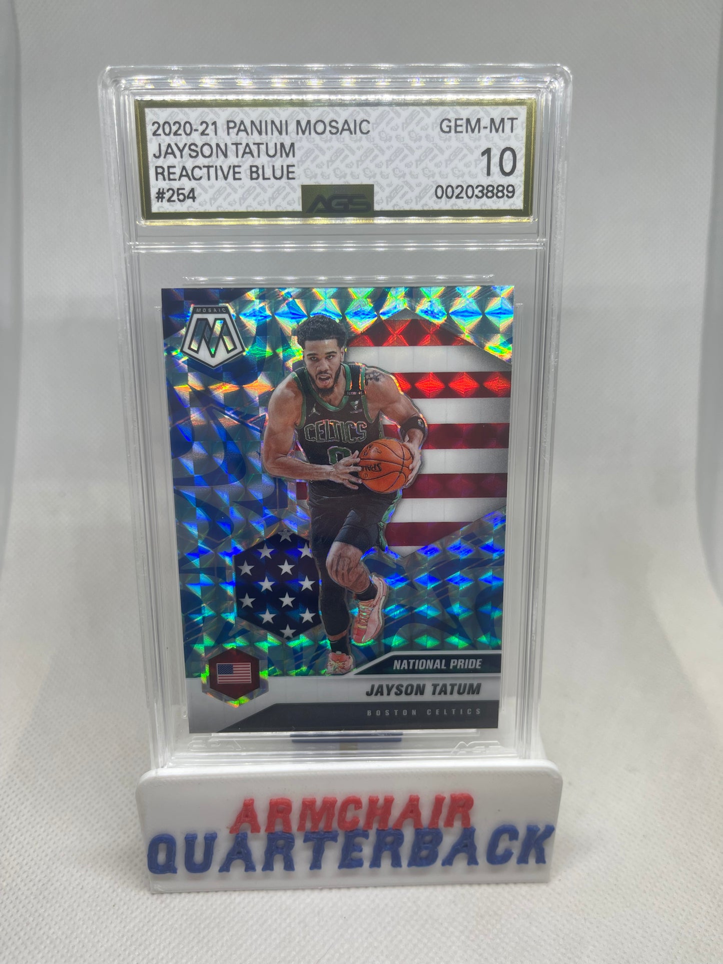 2020-21 PANINI MOSAIC JAYSON TATUM REACTIVE BLUE Graded AGS 10 *POP 2* 📈🚀💥