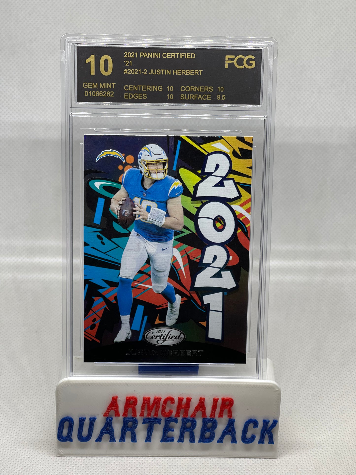 2021 Panini Certified Justin Herbert Graffiti GRADED 10 Gem Mint Chargers FCG