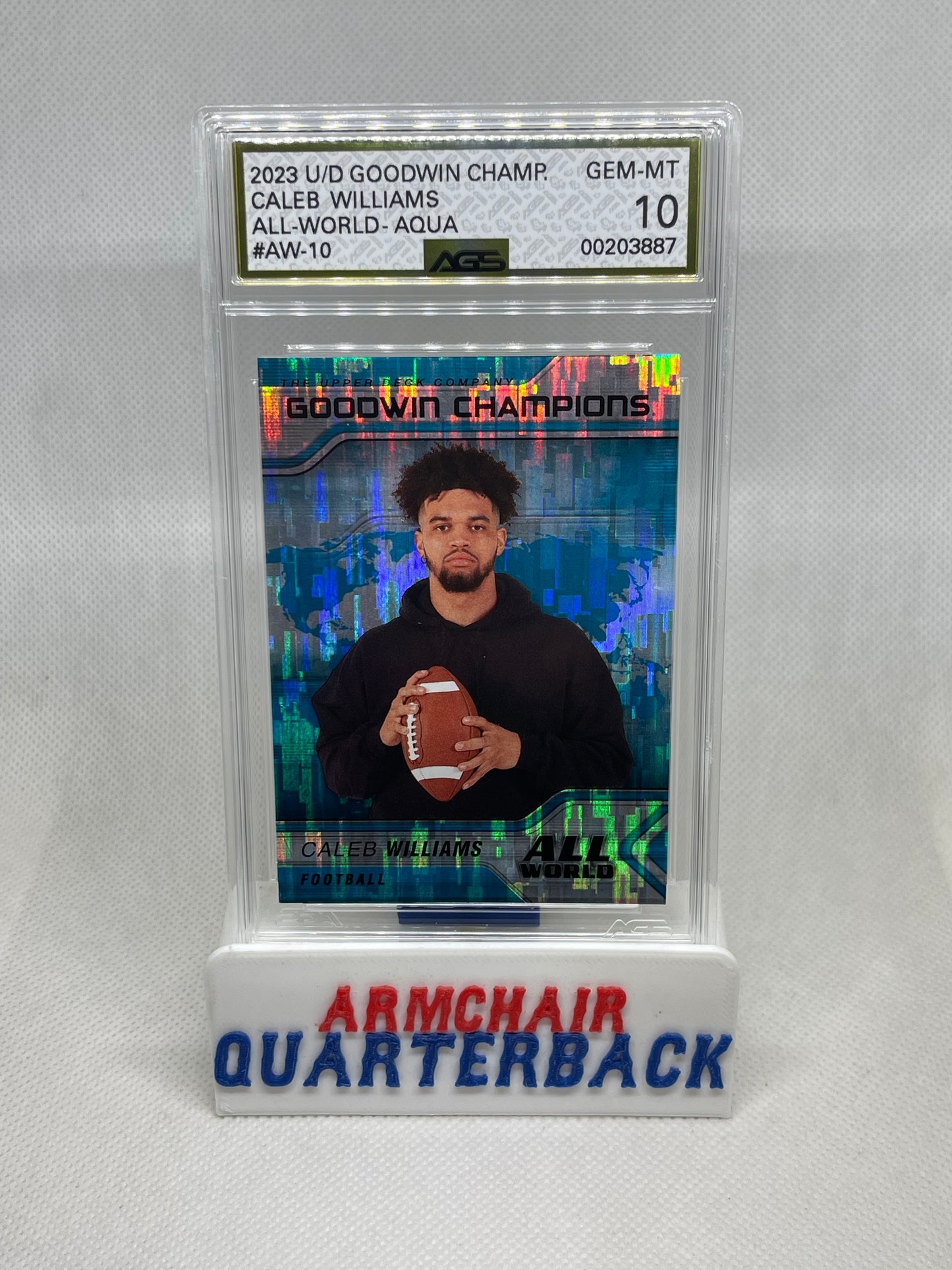 2023 UD GOODWIN CHAMPIONS CALEB WILLIAMS ALL-WORLD AQUA #AW-10 GEM Graded 10