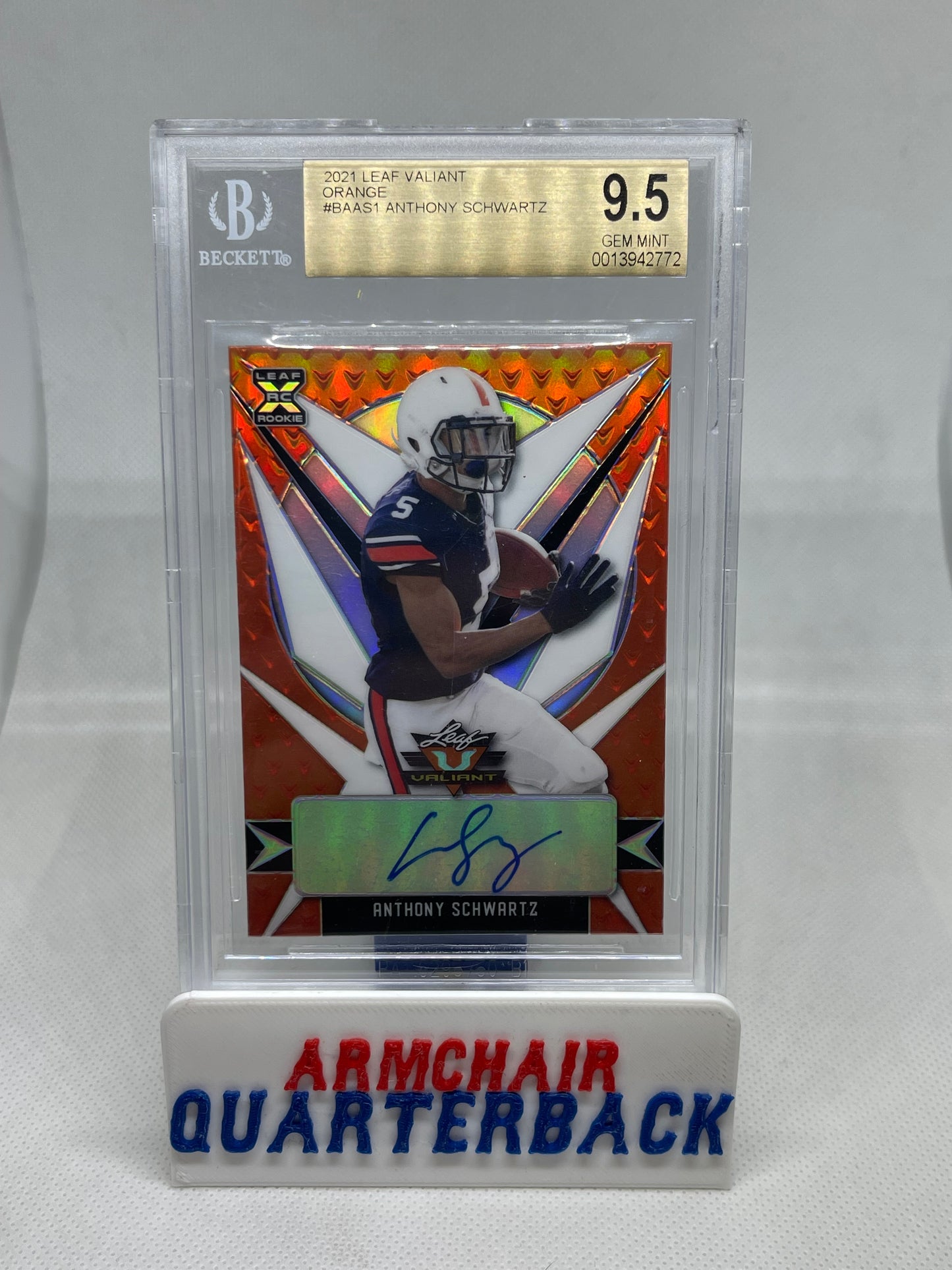 Anthony Schwartz 2021 Leaf Valiant Orange Auto BGS 9.5 #’d 10/50
