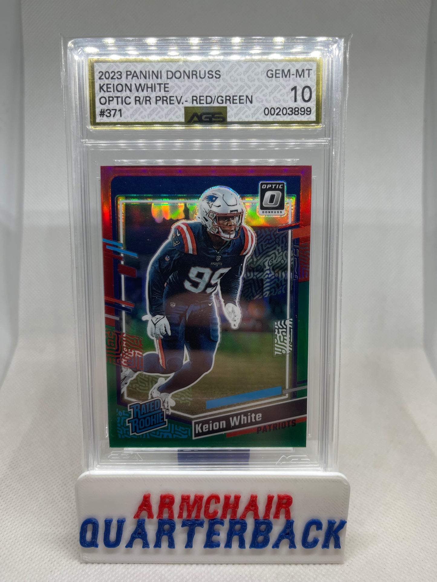 2023 PANINI DONRUSS OPTIC KEION WHITE RATED ROOKIE RED/GREEN #371 GRADED 10