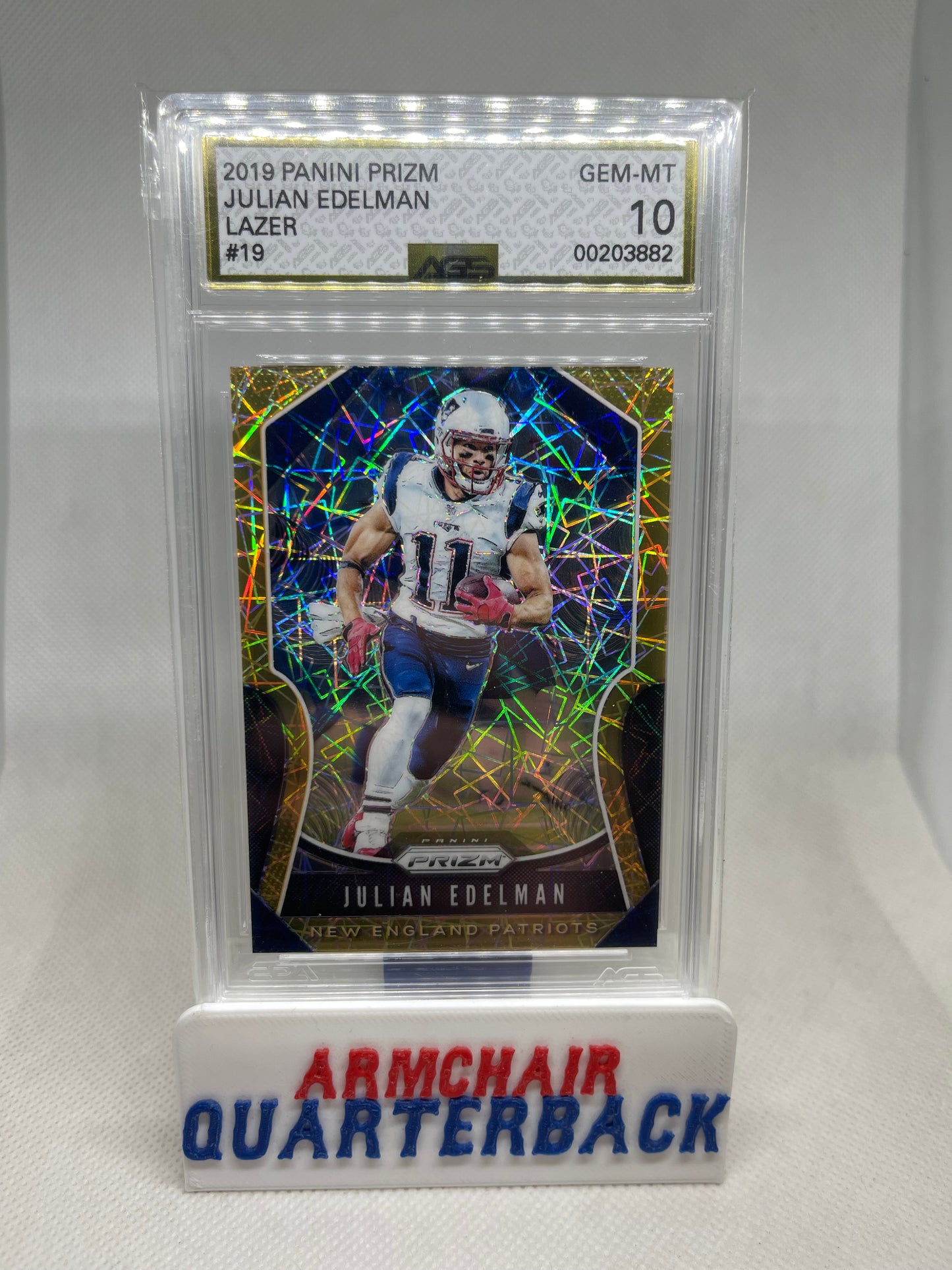 2019 PANINI PRIZM JULIAN EDELMAN LAZER #19 GRADED 10 GEM MINT PATRIOTS