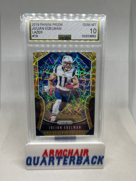 2019 PANINI PRIZM JULIAN EDELMAN LAZER #19 GRADED 10 GEM MINT PATRIOTS