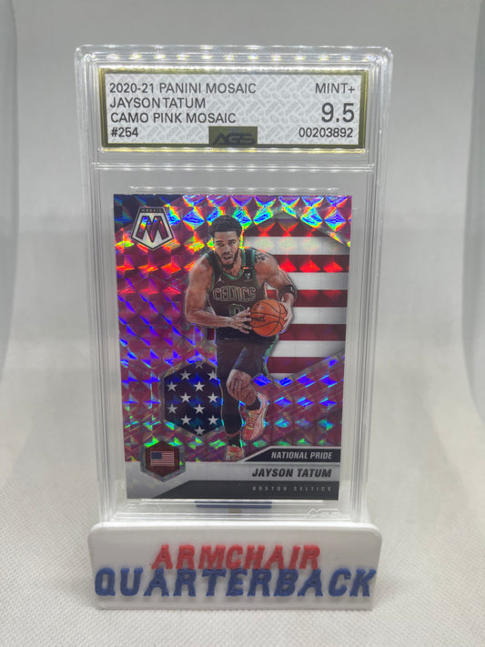 (3) PANINI MOSAIC NATIONAL PRIDE JAYSON TATUM REACTIVE BLUE, YELLOW & PINK CAMO