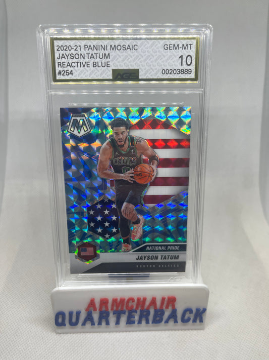 2020-21 PANINI MOSAIC JAYSON TATUM REACTIVE BLUE Graded AGS 10 *POP 2* 📈🚀💥