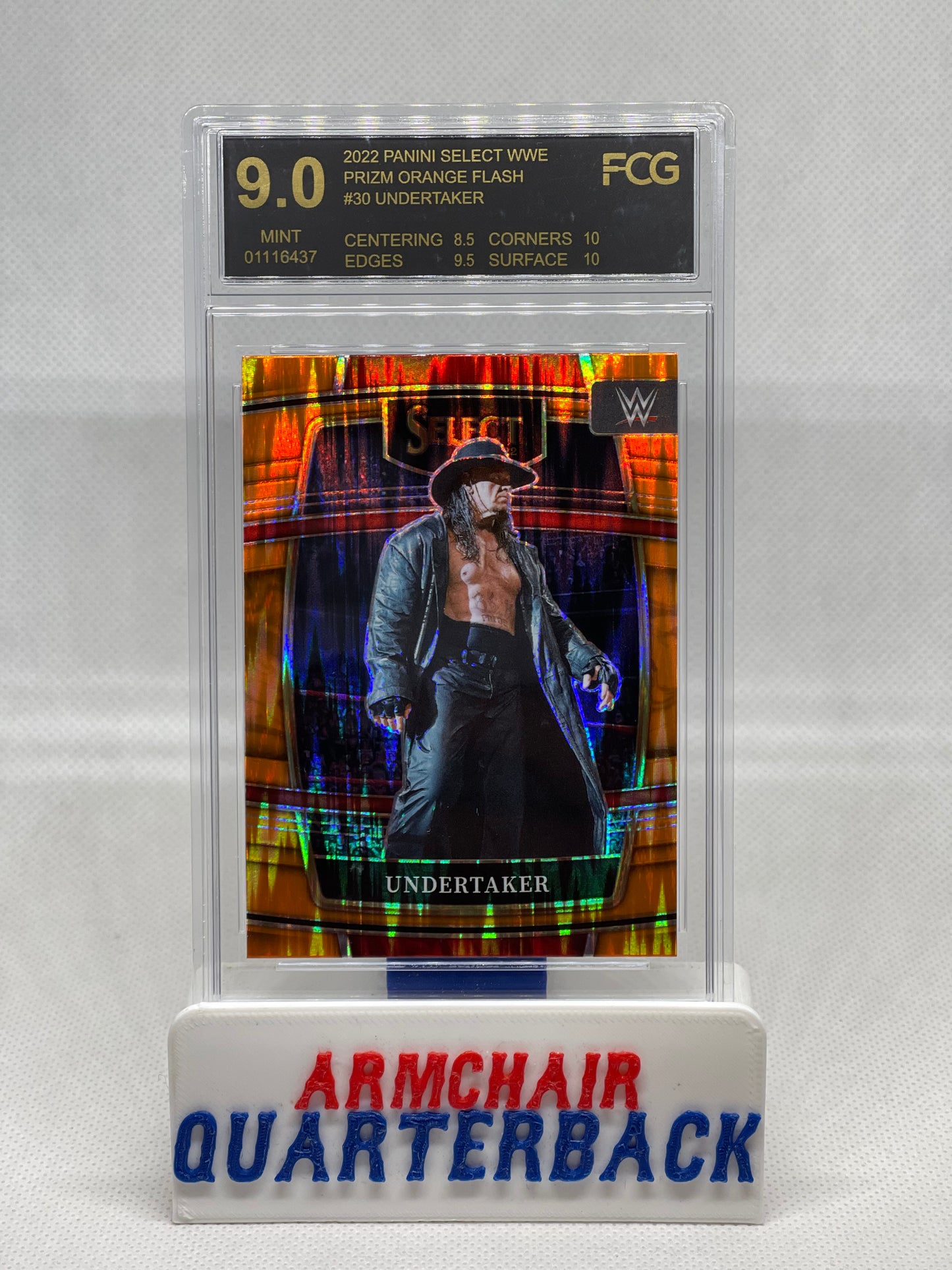 2022 PANINI SELECT WWE PRIZM ORANGE FLASH #30 UNDERTAKER MINT GRADED 9