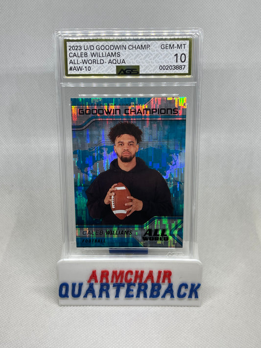 2023 UD GOODWIN CHAMPIONS CALEB WILLIAMS ALL-WORLD AQUA #AW-10 GEM Graded 10