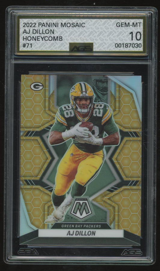 2022 PANINI MOSAIC AJ DILLON HONEYCOMB PRIZM GEM MINT Graded 10 POP 2 💎💥