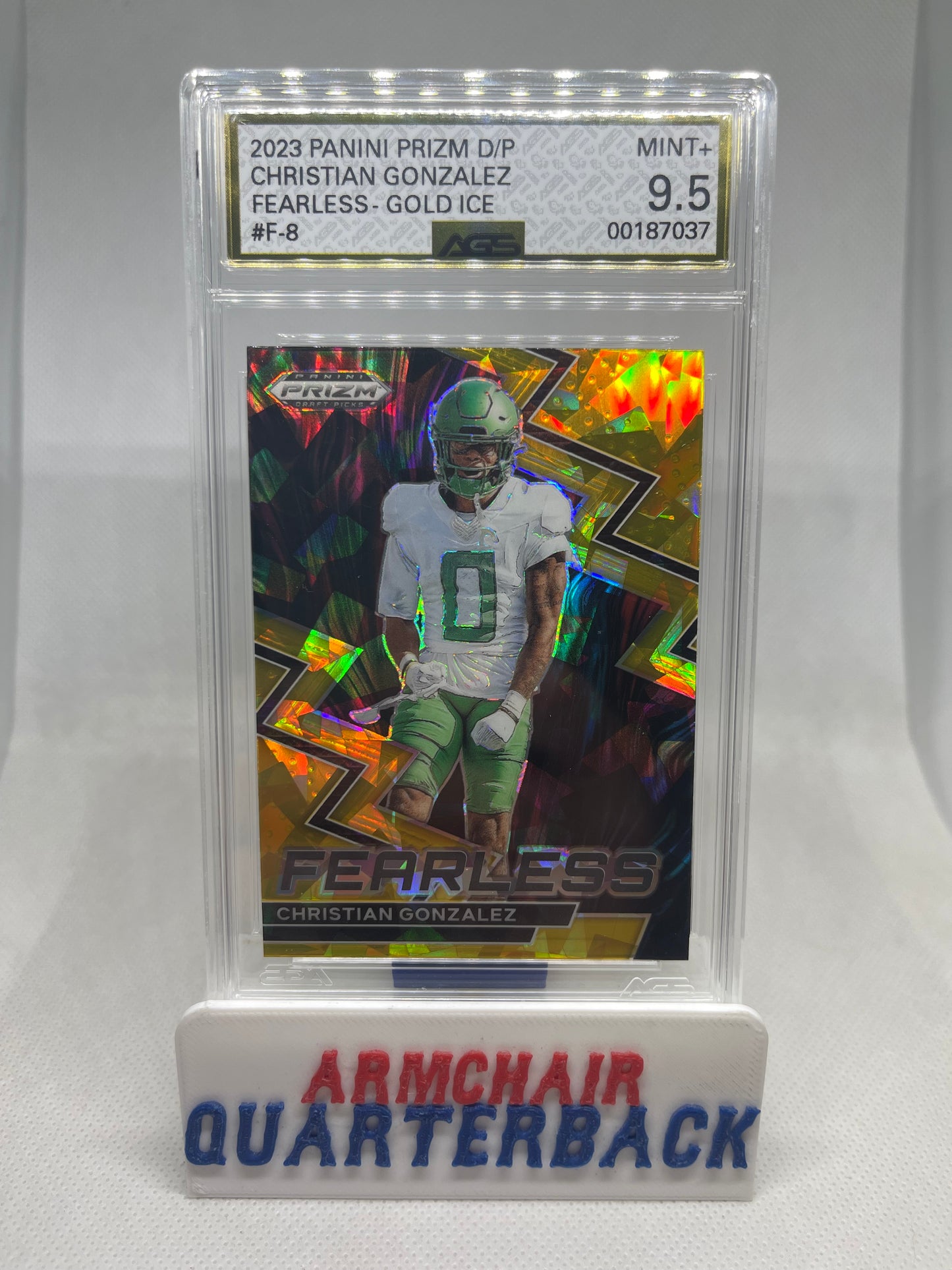 2023 Panini Prizm Fearless Gold Cracked Ice Christian Gonzalez Graded 9.5 MINT