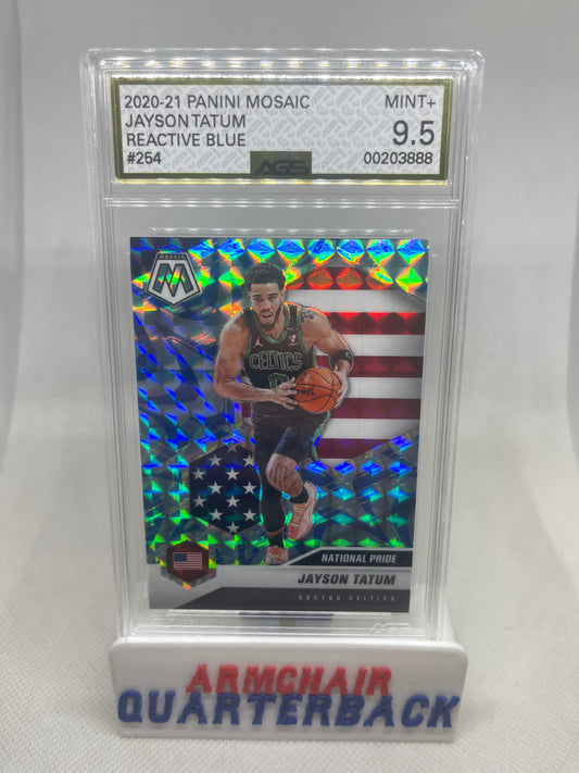 (3) PANINI MOSAIC NATIONAL PRIDE JAYSON TATUM REACTIVE BLUE, YELLOW & PINK CAMO