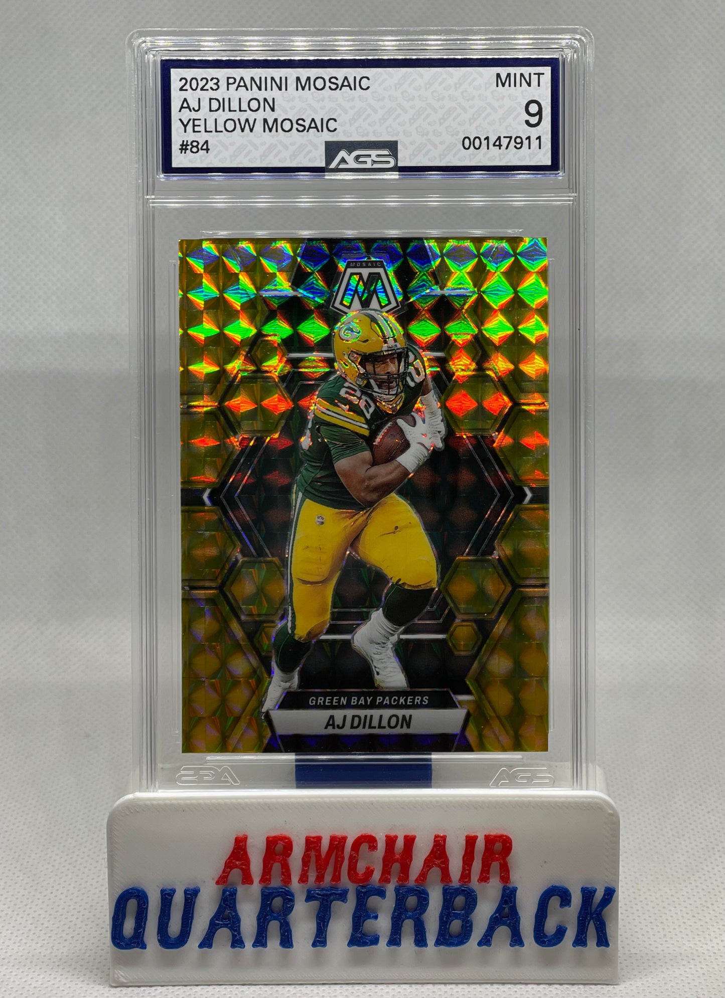 2023 PANINI MOSAIC AJ DILLON YELLOW  MOSAIC #84 Graded AGS 9