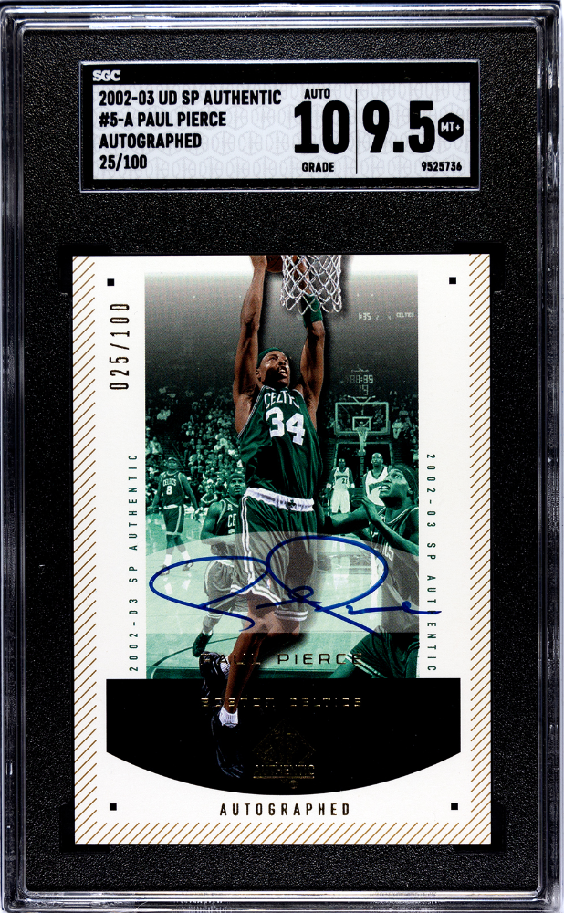 2002-03 UD SP Authentic Paul Pierce #5-A Auto #25/100 SGC 9.5 (10 Auto) Celtics