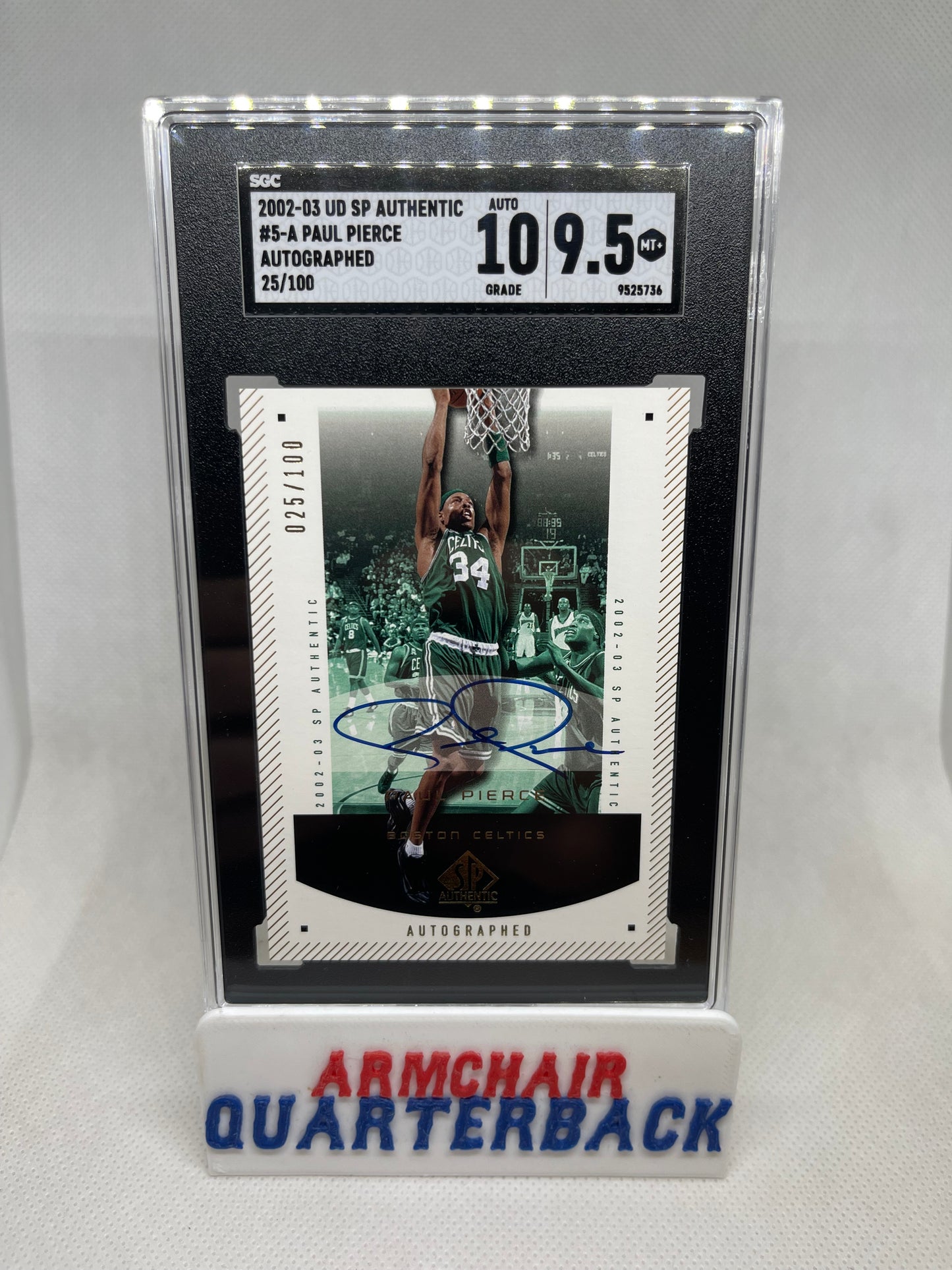 2002-03 UD SP Authentic Paul Pierce #5-A Auto #25/100 SGC 9.5 (10 Auto) Celtics