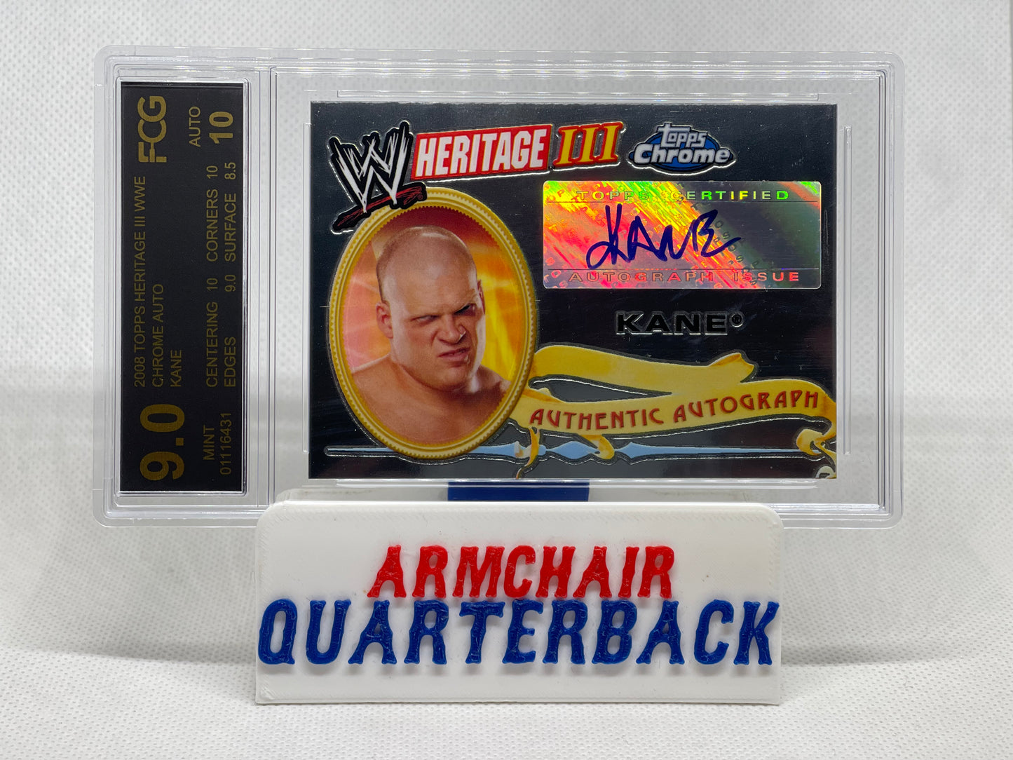 2008 TOPPS HERITAGE III WWE CHROME AUTO KANE MINT GRADED 9