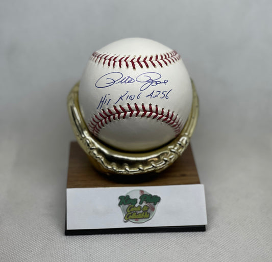 Pete Rose Autographed baseball inscribed “Hit King” & “4256”