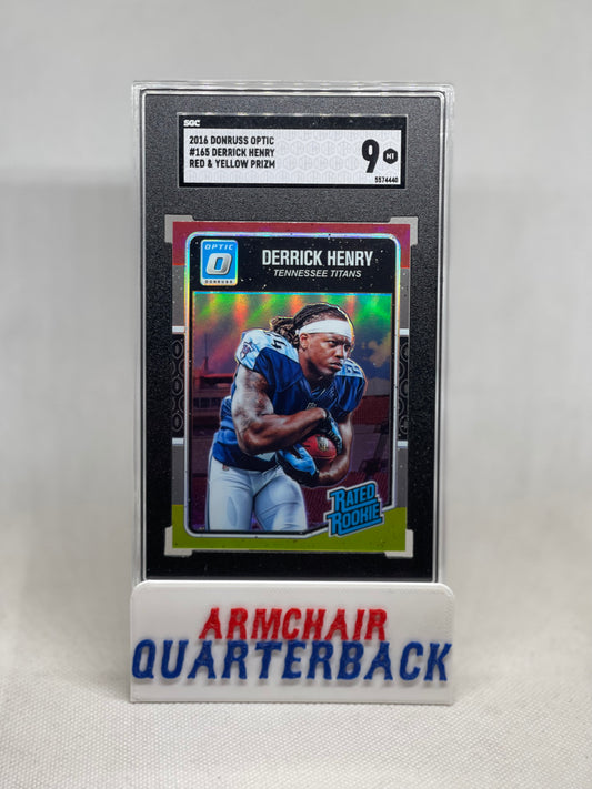 2016 DONRUSS OPTIC # 165 DERRICK HENRY RED & YELLOW PRIZM SGC Graded 9